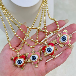 2024 nueva moda Unisex colgante cobre corazón chapado en oro collar mal de ojo para fiestas regalo para mujeres niños alta calidad - Product Image 2