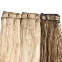Doble dibujado 22 pulgadas Blonde Highlights Russi an Virgin Cabello ondulado rizado Invisible SDD Genius Trama Extensiones de cabello humano