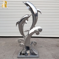 Sculpture de dauphin en acier inoxydable de grande taille, design personnalisé RELONG, pour centre de table extérieur