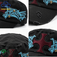Casquettes de baseball plates tendance 2026 à faible MOQ, design délavé et vieilli, entièrement personnalisables avec points métalliques pour marques OEM ODM