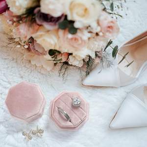 Wholesale Custom Logo Double Slots Retro Mini Velvet Wedding <b>Ring</b> Box 2 Slots <b>Ring</b> <b>Storage</b> Jewelry Gift Box - Product Image 4