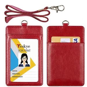 Popular PU Leather ID Card <b>Holder</b> with Telescopic Buckle Lanyard Collar Student Campus Accessory - Product Image 4