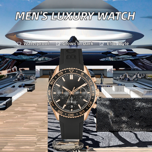 Montre chronographe de luxe pour hommes, étanche, avec cristal saphir, boîtier en acier inoxydable, lumineuse - Product Image 2