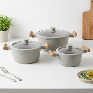 Cacerola de Aluminio Fundido a Presión de 4 Cuartos, Antiadherente, Compatible con Inducción, Apta <span class=keywords><strong>para</strong></span> Lavavajillas, con Tapa de Vidrio <span class=keywords><strong>para</strong></span> Cocina - Product Image 1