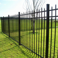 Paneles de valla de acero con parte superior plana de hierro forjado de seguridad 6x8 modernos Valla de jardín de acero de zinc galvanizado negro fácilmente disponible