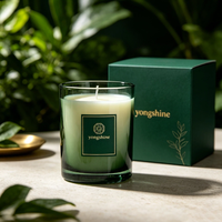 Bougie en verre lourd rond vide de luxe moderne de 6,8 oz (200 ml) avec couvercle en liège personnalisé et logo couleur