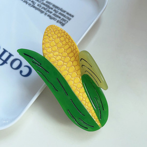 Phụ Nữ Lớn Kẹp Tóc Phụ Kiện Cô Gái Acetate Trái Cây Rau Thực Phẩm Lớn Dưa Chuột Ngô Claw Clip Cho Tóc Dày - Product Image 2