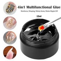 Colle à ongles en gel transparent 4 en 1 en vrac 15 ml, adhésif pour strass à faire tremper, constructeur pour vernis à ongles, décoration en strass et diamants