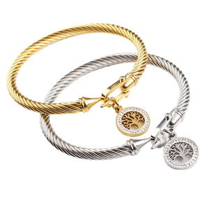 <span class=keywords><strong>Bracelet</strong></span> personnalisé en acier inoxydable <span class=keywords><strong>avec</strong></span> gravure <span class=keywords><strong>de</strong></span> l'<span class=keywords><strong>arbre</strong></span> <span class=keywords><strong>de</strong></span> <span class=keywords><strong>vie</strong></span>, plaqué or, cadeau d'anniversaire pour unisexe, best-seller - Product Image 2