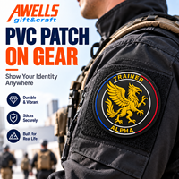 Patch en PVC souple avec logo personnalisé, écusson en caoutchouc 3D Aigle Tricolore Alpha pour vestes, casquettes et sacs, vêtements AWELLS