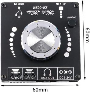 ZK-502M Mini 2.0 Stereo Kép Kênh Khuếch Đại 50W + 50W DC 12V Đầu Ra Điện Với AUX USB Đầu Vào Tương Thích Với Với IC - Product Image 4