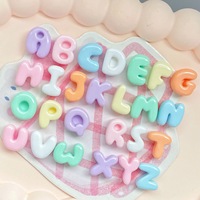 26 pièces assorties de breloques en résine Macaron pour nail art, lettres 3D mignonnes, initiales de l'alphabet, décorations de manucure à dos plat, accessoires DIY Kawaii