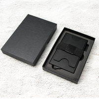Casekey dompet kartu tombol tekan, dompet logam ramping untuk kartu, penyimpan kartu aluminium aman Rfid dengan tali uang tunai