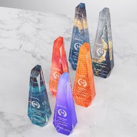 Trophées d'événements créatifs sur mesure en cristal de haute qualité, impression couleur vive, conception gratuite, différentes tailles, forme ovale, durabilité