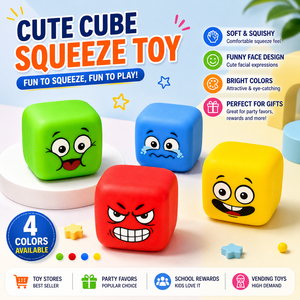 Jouet souple en forme de cube à presser, visage amusant, jouet anti-stress pour enfants, cadeau de fête, vente en gros - Product Image 3