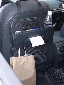Luxurious Deep Black Leather <b>Car</b> <b>Storage</b> Bags <b>Seat</b> Back Hanging Organizer Customizable 1-3 Compartments Stowing Tidying Tissue - Product Image 6