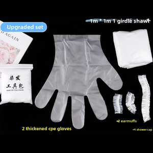 Kit pewarna rambut empat potong tahan air sekali pakai penutup telinga selendang sarung tangan penutup telinga untuk potongan rambut rumah minyak keriting plastik PE - Product Image 3