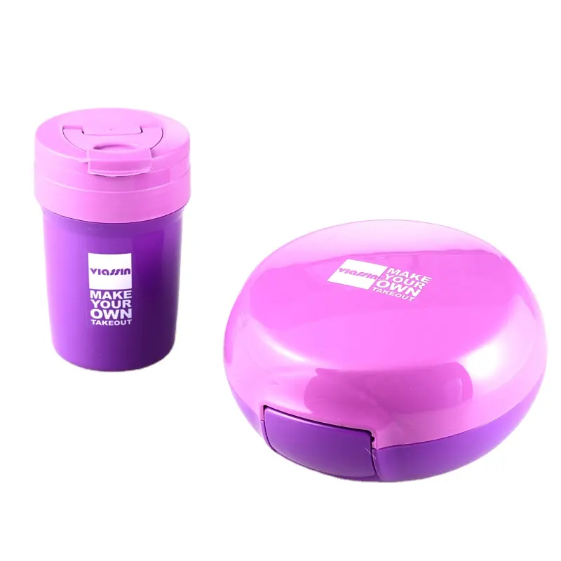סיטונאי 2 תאים BPA משלוח מותאם אישית דליפת הוכחה מזון בטוח פלסטיק נייד בית ספר תלמיד ילד מים בקבוק סט