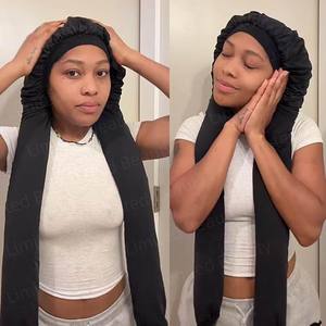 <span class=keywords><strong>Bonnet</strong></span> de nuit respirant 2-en-1 pour tresses longues avec logo personnalisé pour femmes - Product Image 4