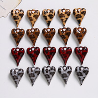 Vintage 27*20mm imprimé léopard 3D en forme de coeur pendentifs acryliques pour boucles d'oreilles sacs porte-clés résultats