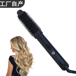 Fer à friser professionnel en céramique tourmaline 2 en 1, peigne chauffant pour cheveux bouclés et raides, noir - Product Image 2