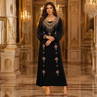 Abito da sera Kaftan Abaya fatto a mano con perline di cristallo, modello svasato a trapezio, elegante abito da festa con laccio incrociato sul retro per donna, matrimonio, Eid