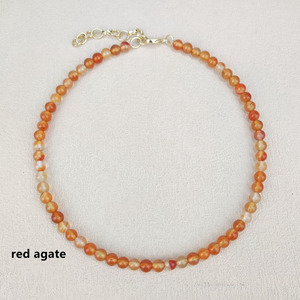 Collier artisanal <span class=keywords><strong>en</strong></span> pierres semi-précieuses, cristal d'amour et de guérison, jade agate, perles rondes lisses de 6 mm - Product Image 4