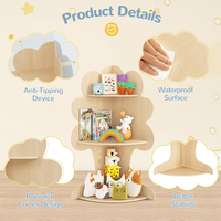 Armoire d'angle moderne en bois massif à 3 niveaux, écologique, pour enfants, organisateur de livres pour tout-petits, rangement de jouets pour bébés