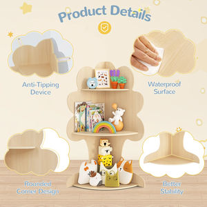 3-Stöckiges Eck-Bücherregal aus Naturholz für Kinder und Kleinkinder, Bücherregal-Organizer, Kinderbücherregal aus Holz, Baby-Bücherregal und Spielzeugaufbewahrung - Product Image 3
