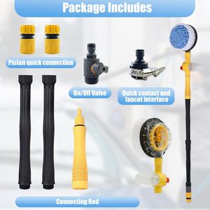 Kit de cepillos automáticos reutilizables para lavado de coches con mango telescópico giratorio, autoescurridor y compatibilidad con tuberías de agua PA para limpieza de vehículos. - Product Image 4