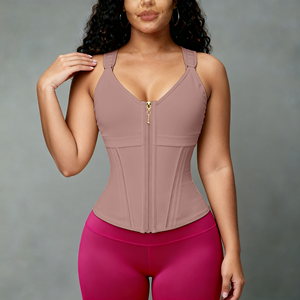 LANGQIN Corsetti da <span class=keywords><strong>Donna</strong></span> all'Ingrosso, <span class=keywords><strong>Top</strong></span> Bustier Sexy Senza Maniche, Corsetti Modellanti a Tinta Unita con Cerniere e Cinghie in Vita - Product Image 3