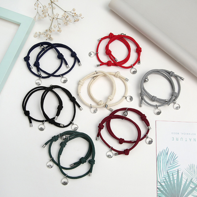 Best Friends Bracelet Magnetic Attractive Couple Bracelet Long-distance Touch Love with Beads Letter Bracelet for Couple