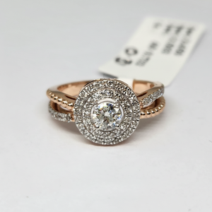 Bague de fiançailles en or rose 14K avec diamant naturel certifié IGI E-F VS Solitaire pour dames - Product Image 1