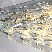 Plafonnier rectangulaire en cristal de luxe PM, plafonnier LED en acier inoxydable de style européen, éclairage pour hall d'hôtel, salon, villa