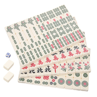 Jeu de Mahjong en plastique de luxe personnalisé, qualité casino professionnelle, logo personnalisé, vert et blanc, taille personnalisée, design de jeu de société américain
