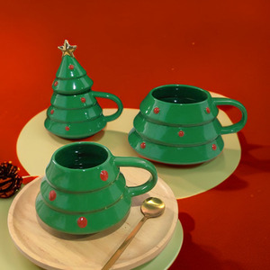 Tasses en céramique de Noël au design unique et luxueux, tasse en céramique avec couvercle - Product Image 4