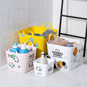 Pandea Family Plastic Storage Basket Rectangle With Handle For Picnic Outdoor Use Yellow White Pink - Product Image 2