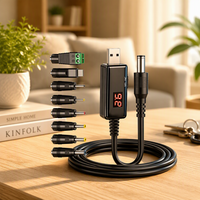 Adaptateur USB DC 55 mm avec 8 connecteurs différents, câble de charge haute puissance 5V/9V/12V pour routeur, modem optique, câble de suralimentation en cuivre étamé