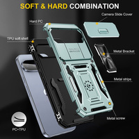Étui de protection pour voiture style professionnel avec cache-caméra coulissant et support anneau métallique pour Google Pixel 8