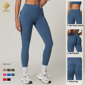 CNSHELL <span class=keywords><strong>Cargo</strong></span> 3D con bottone da taschino aderente aderente ai piedi accartocciati con pieghe Sexy sul retro Leggings da <span class=keywords><strong>donna</strong></span> pantaloni attillati - Product Image 5