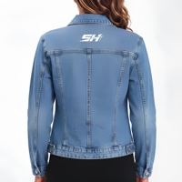 Veste en jean bleu classique pour femme, coupe ajustée, décontractée, avec boutons métalliques de qualité supérieure, service OEM