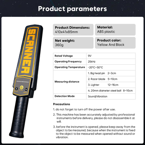 Détecteur de métaux portable, alarme par vibration, détection d'armes, de couteaux, de vis, piles AA - Product Image 1