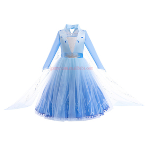 Nouveau Style 2-8 ans bébé fille <span class=keywords><strong>Elsa</strong></span> princesse robes manches longues glace Halloween fête dentelle anniversaire Costumes reine bébé fille - Product Image 2