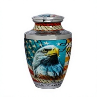 Urne funéraire American Eagle en métal argenté, taille adulte, design personnalisable, motif drapeau patriotique, urne pour cendres humaines, fournitures funéraires