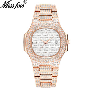 Montre de luxe pour homme, entièrement sertie de diamants, style Hip Hop, avec cadran ciel étoilé et poussière d'étoiles, dorée et incrustée de pierres - Product Image 6