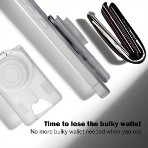 Kẹp từ điện thoại ví cho Samsung <span class=keywords><strong>Galaxy</strong></span> S24 siêu trong suốt Ví chủ thẻ in logo 3 trong 1 Slim Thẻ Ví trường hợp - Product Image 2