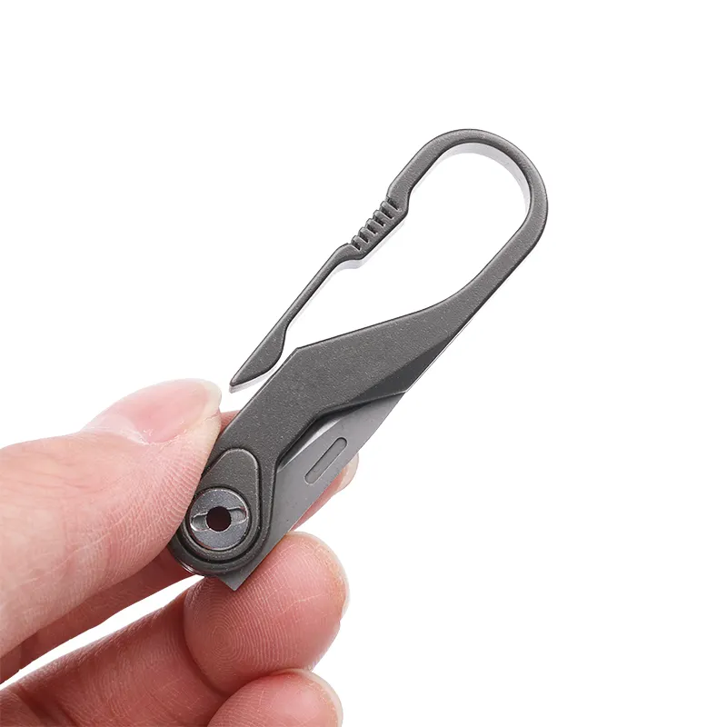 Folding Knife Mini Keychain Titanium Pocket Knife Holder Camping Keyring Buckle Hook edc tool