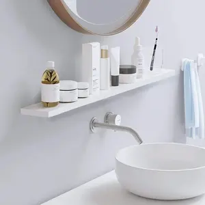 3 개의 떠 다니는 선반 팩 흰색 떠 다니는 선반 벽 홈 장식 나무 선반 단위 벽걸이 형 - Product Image 4