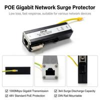 Dispositif de protection contre les surtensions Gigabit POE, parafoudre RJ45 Ethernet SPD 48V 3KA 10A en alliage d'aluminium IP20 pour caméra IP 1000M