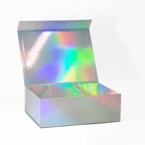 Custom Luxe A4 Diepe Magnetische Sluiting Holografische Kartonnen Gift Verpakking Dozen In Bulk